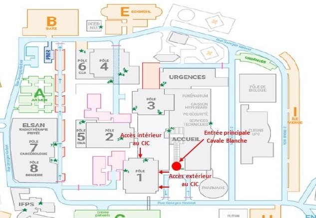 Plan d'accès aux locaux du CIC sur le site de la Cavale Blanche